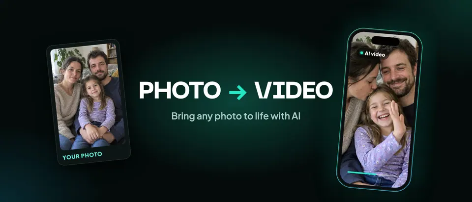 Photo to video: a family photo comes to life as an AI video in the Oopsify app