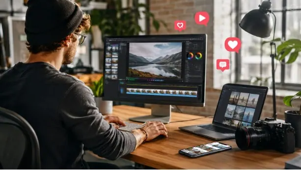 Visual marketing video editing digital content